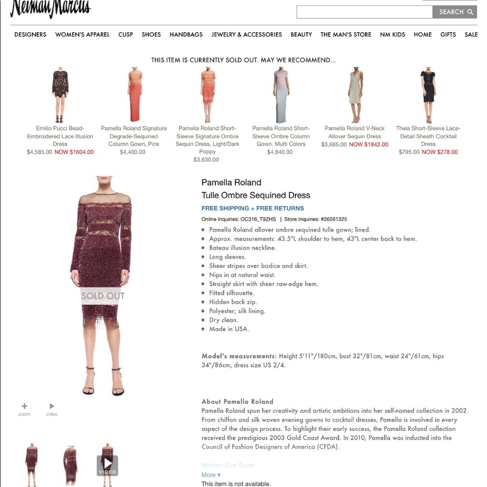 Stunning Pamella Roland cocktail formal dress.